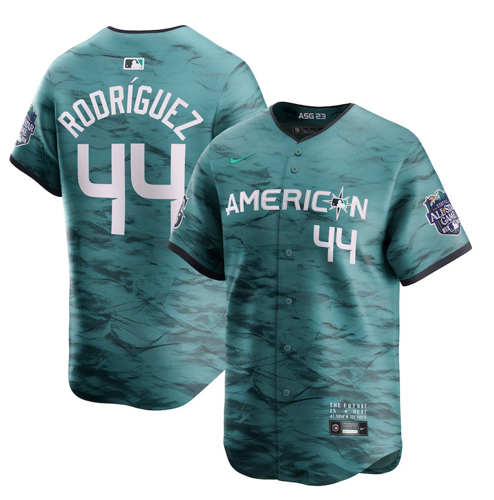 Youth Seattle Mariners #44 Julio Rodriguez Teal 2023 All-star Cool Base With Patch Stitched Baseball Jersey